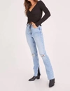 Project Social T Selena Shirred V Neck Long Sleeve In Black In Black