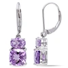 MIMI & MAX 5CT TGW AMETHYST AND ROSE DE FRANCE LEVERBACK EARRINGS IN STERLING SILVER