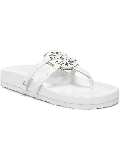Circus By Sam Edelman Jules Womens Faux Leather Laser Cut Thong Sandals In White