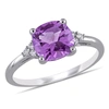 MIMI & MAX 1 3/4CT TGW AMETHYST RING WITH DIAMOND ACCENTS IN 10K WHITE GOLD