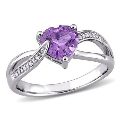 Mimi & Max 1ct Tgw Amethyst And Diamond Accents Heart Crossover Ring In Sterling Silver In Purple