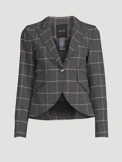 Smythe Hutton Tailored Plaid Blazer In Grey