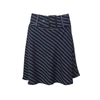 Opening Ceremony Navy Belted Striped Flare Mini Skirt In Multi