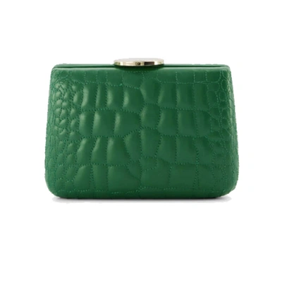 Giambattista Valli Embossed-leather Clutch Bag In Green