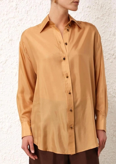 Zimmermann August Relaxed Shirt In Beige