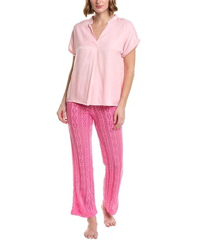Anna Kay 2pc Butterfly Top & Pant Set In Pink