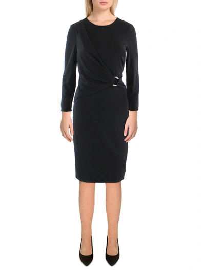 Lauren Ralph Lauren Womens Silver Ring Jersey Cocktail And Party Dress In Black