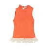 Opening Ceremony Orange Cotton Knit Beaded Open Back Top In Multi