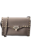 Valentino Rockstud Small Grainy Leather Crossbody In Grey