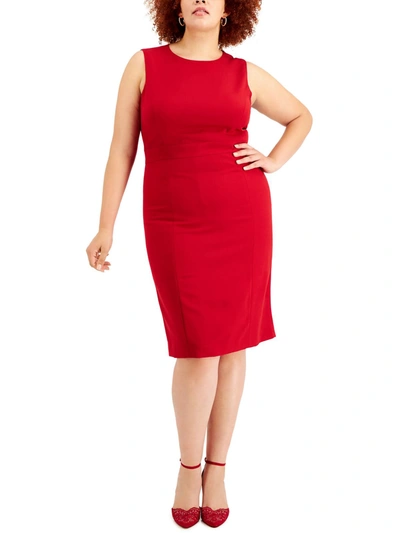 Kasper Plus Womens Sleevelesss Knee-length Sheath Dress In Red