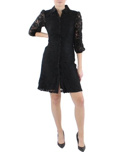 Nanette Lepore Womens Lace Mini Shirtdress In Black