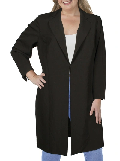 Le Suit Plus Womens Knit Topper Duster Blazer In Black