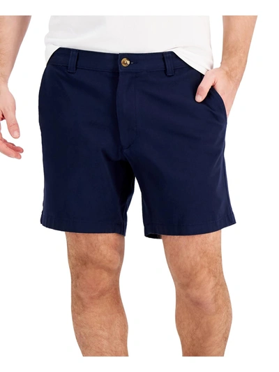 Club Room Mens Chino 7" Inseam Khaki Shorts In Blue