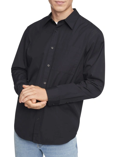 Calvin Klein Mens Point-collar Pocket Button-down Shirt In Black