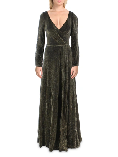 Ieena For Mac Duggal Womens Metallic Sparkle Evening Dress In Black