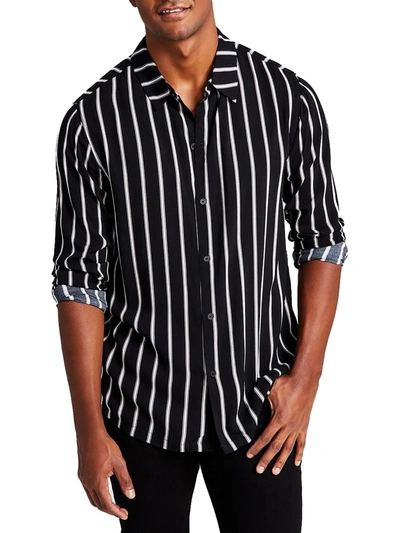 And Now This Mens Striped Collared Button-down Shirt In Black