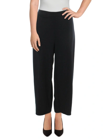 Eileen Fisher Womens Wide Leg Pull On Ankle Pants In Black