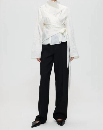 Rohe Wrap-over Crushed-satin Blouse In White