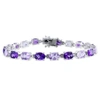 MIMI & MAX 14 1/2CT TGW OVAL AMETHYST-AFRICA AND ROSE DE FRANCE BRACELET IN STERLING SILVER - 7.25IN