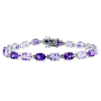 Mimi & Max 14 1/2ct Tgw Oval Amethyst-africa And Rose De France Bracelet In Sterling Silver - 7.25in In Purple