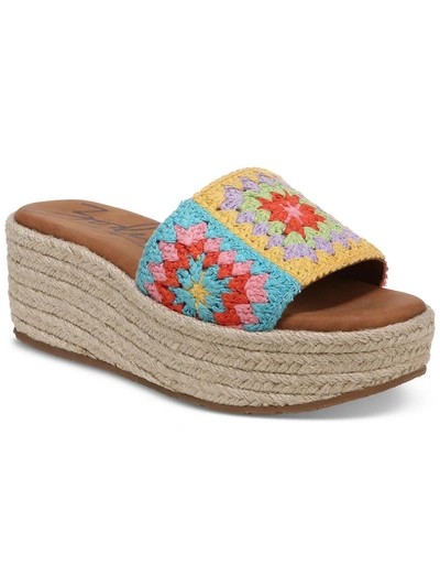 Zodiac June Flower Womens Crochet Espadrille Platform Sandals In Multi