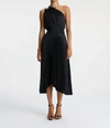 A.L.C RUBY SATIN PLEATED DRESS IN BLACK