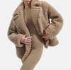 Ugg Gertrude Short Teddy Coat In Putty In Yellow
