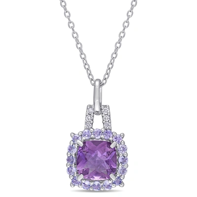 Mimi & Max 2 1/3ct Tgw Amethyst Tanzanite And Diamond Accents Pendant With Chain In Sterling Silver In Purple
