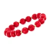 Ross-simons 10mm Red Coral Bead Stretch Bracelet With 14kt Yellow Gold In Multi