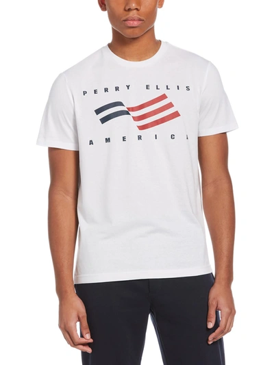 Perry Ellis America Mens Cotton Graphic T-shirt In White