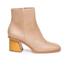 Bernardo Nantucket Leather Block-heel Booties In Beige
