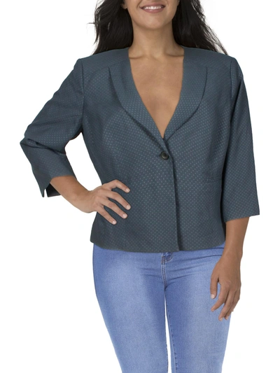 Le Suit Plus Womens Woven Long Sleeves One-button Blazer In Blue