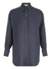 Zimmermann Straight-point Collar Silk Shirt In Blue