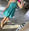 DAY + MOON ONE SHOULDER RUFFLE DRESS IN TEAL