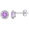 MIMI & MAX 4/5CT TGW AMETHYST AND DIAMOND ACCENTS HALO STUD EARRINGS IN STERLING SILVER