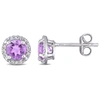 Mimi & Max 4/5ct Tgw Amethyst And Diamond Accents Halo Stud Earrings In Sterling Silver In Purple