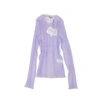 Opening Ceremony Lilac Purple Short Sleeve Rib Sheer Top In Multi