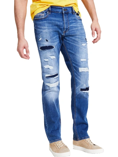 Sun + Stone Victor Mens Distressed Stretch Slim Jeans In Multi