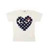 Comme Des Garçons Play White & Red Polka Dot Heart T-shirt In Multi