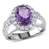 MIMI & MAX 3 3/4CT TGW OVAL CUT AMETHYST AND CREATED WHITE SAPPHIRE HALO RING IN STERLING SILVER