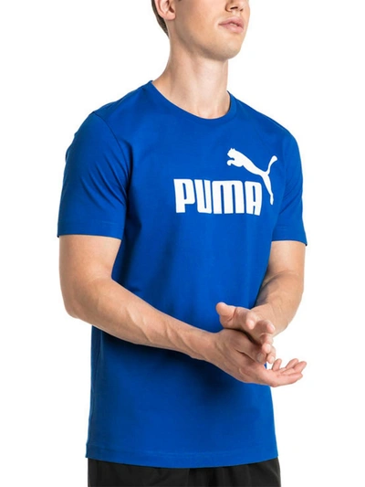 Puma Mens Cotton Logo T-shirt In Blue