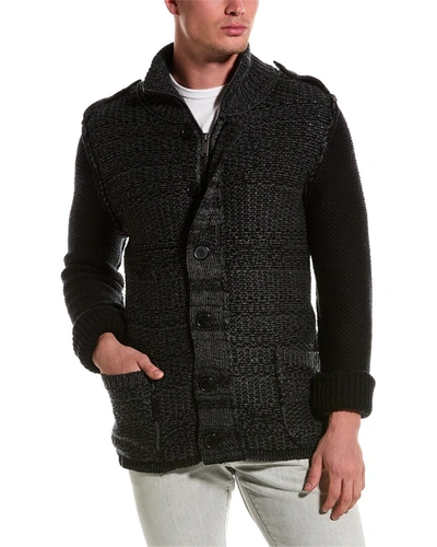 Karl Lagerfeld Button Wool-blend Cardigan In Black