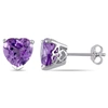Mimi & Max 3 1/3ct Tgw Heart Shaped Amethyst Stud Earrings In Sterling Silver In Purple