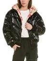Perfect Moment Reversible Metallic Shearling Jacket Xl In Beige