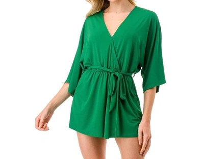 Ariella Kimono Sleeve Romper In Green