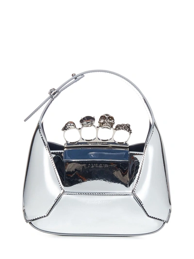 Alexander Mcqueen Jewelled Hobo Mini Leather Shoulder Bag In Black