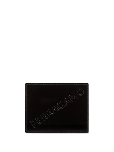 Ferragamo Embossed Logo Card Holder In Black