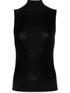 Lemaire Ribbed Polo Neck Tank Top In Black