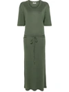 Lemaire Long T-shirt Dress With Belt In Green