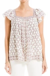Max Studio Flutter Sleeve Top In Cream/ Wreath